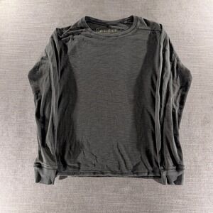 GUESS Thermal Shirt Mens XXL Black Good Distressed Waffle Knit Long Sleeve